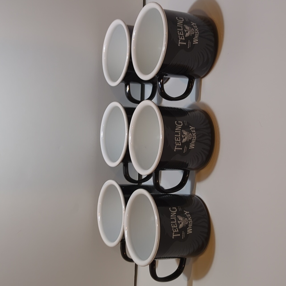 Teeling Whiskey Reborn 2012 Mug Cup Set of 6 Black White